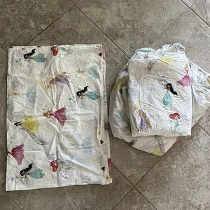 Pottery Barn Kids Disney Princess Castle full sheet set with two pillow cases